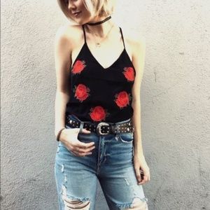 NWT LF Seek Rose Embroidered Tank Top